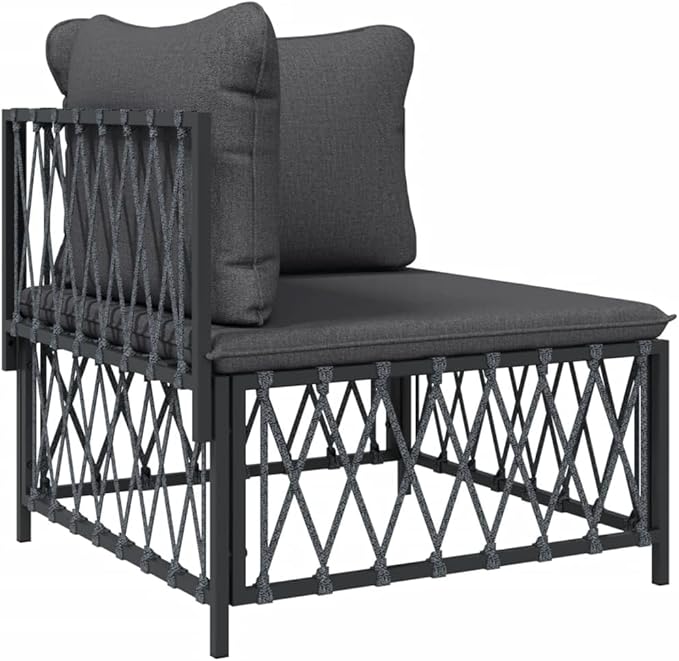 SKM 2 Piece Garden Lounge Set with Cushions Anthracite Steel (Weight-38KG)