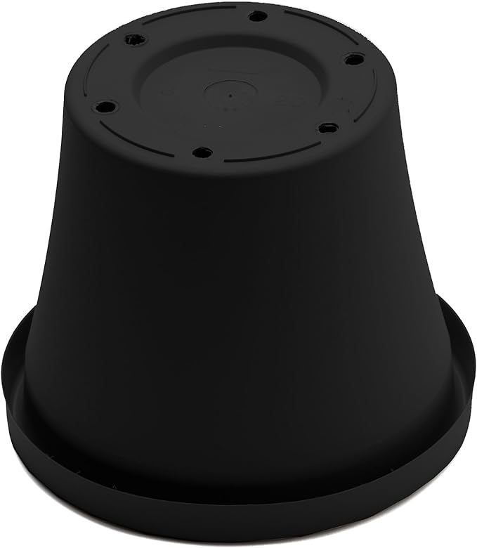 Bloem Terra 4" Diameter Round Black Resin Planter Pot with Pre-Drilled Drainage Holes for Indoor and Outdoor Gardening