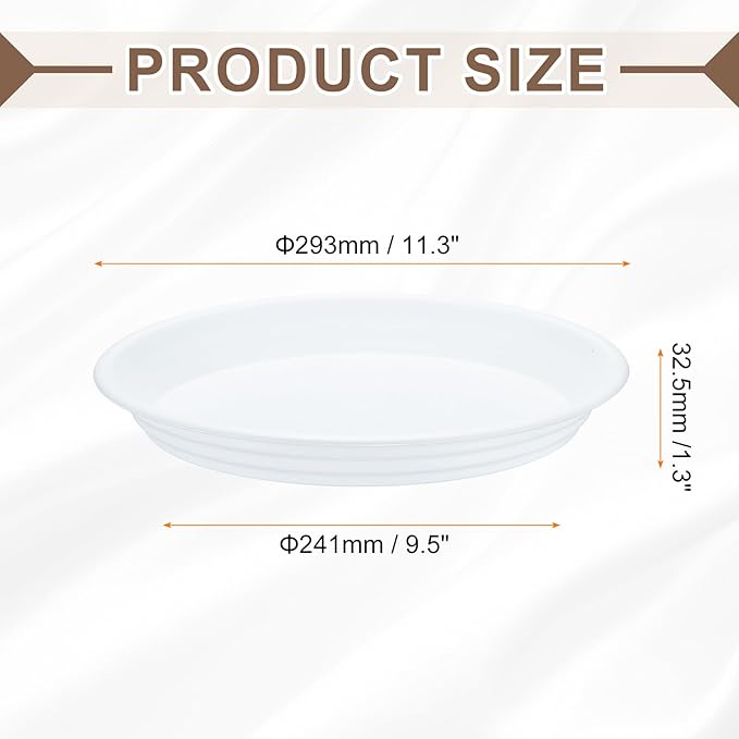 HARFINGTON Plastic Plant Saucer 9.5" Round Drip Trays Flower Pot Saucers Flower Base Bottom Drainage Tray for Indoors Outdoors Planters, Pearl White