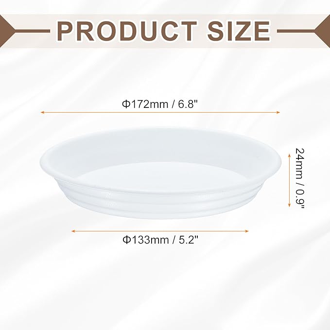 HARFINGTON Plastic Plant Saucer 5.2" Round Drip Trays Flower Pot Saucers Flower Base Bottom Drainage Tray for Indoors Outdoors Planters, Pearl White