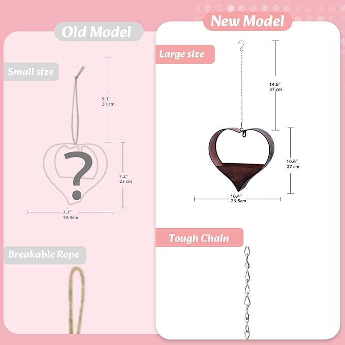 Metal Plant Hangers Indoor and Outdoor: Valentines Day Gifts for Her Wife Women Mom Garden Lovers Birthday - Heart Shape Hanging Planters for Window Wall Living Room Office Decor(Rustic)