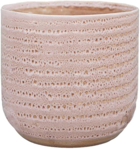 Ivyline Textured Glaze Plant Pot 13cm Dia | Contemporary Glazed Pot with Textured Crackle Design| Indoor Planter Flower Pot for Cacti Succulents and Small House Plants (Morganite)