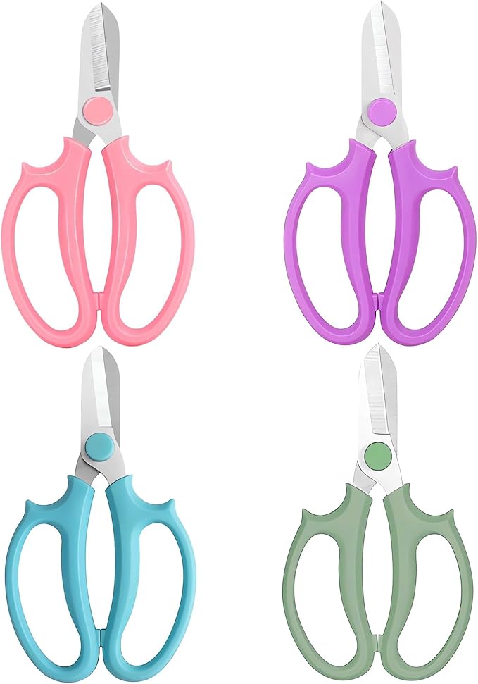 Garden Pruning Shears Scissors with Comfort Grip Handle, Premium Steel Professional Floral Scissors, Perfect for Arranging Flowers, Pruning, Trimming Plants, Gardening Tool (4PC Mix color)