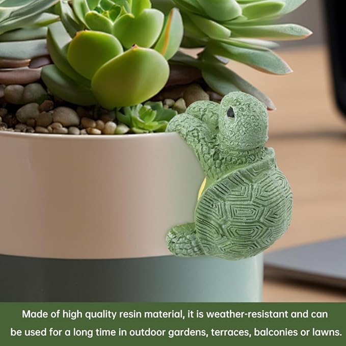 Flower Pot Decorations – Realistic Resin Turtle Statue, Pot Hugger & Hanging Ornament | Lifelike Climbing Design for Garden, Aquarium & Home – Patio Decor Essential