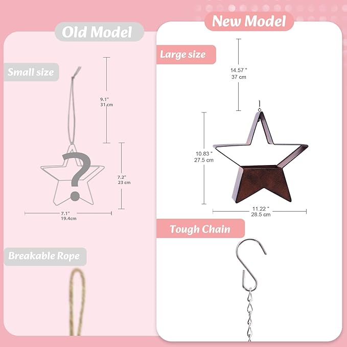 Metal Plant Hangers Indoor and Outdoor: Valentines Day Gifts for Her Wife Women Mom Garden Lovers Birthday - Star Shape Hanging Planters for Window Wall Living Room Office Decor(Rustic)