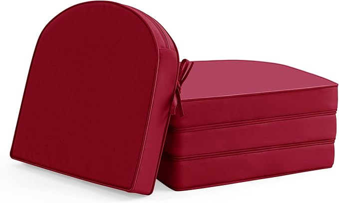 Outdoor Chair Cushions Set of 4: Waterproof & Fade Resistant Patio Furniture Cushions - 17 x 16 x 2 Inch Non Slip Round Corner Seat Cushion Pads with Removable Cover for Garden Yard Lawn, Burgundy