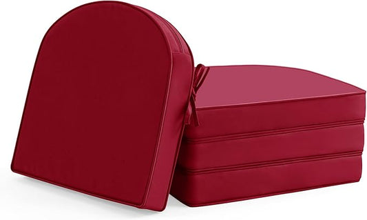 Outdoor Chair Cushions Set of 4: Waterproof & Fade Resistant Patio Furniture Cushions - 17 x 16 x 2 Inch Non Slip Round Corner Seat Cushion Pads with Removable Cover for Garden Yard Lawn, Burgundy