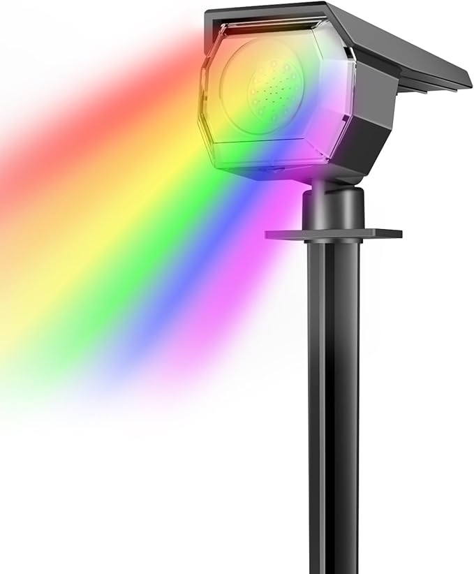 Peasur Solar Spot Lights Outdoor Color Changing, 7 Modes Halloween RGB Solar Powered Waterproof Spotlight, Landscape Lighting for Outside Yard Garden Pathway