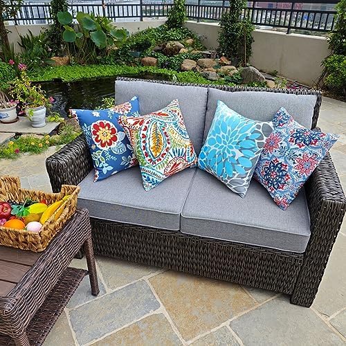 JMGBird Large Outdoor Chair Cushion Set - 22"x22" Tufted Seat & Back Cushions, Grey for Deep Seat Patio Furniture