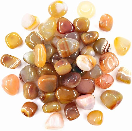 Hilitchi Yellow Agate Stone Tumbled Stones for Plants Cacti & Succulents Bedding, Vase Filler, Landscape Bottom Decoration (About 1lb(455g)/Bag)