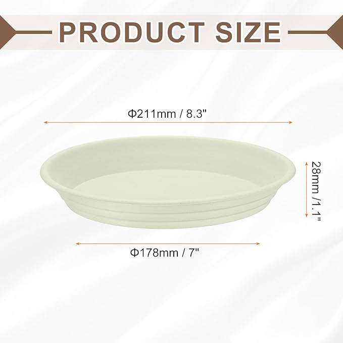 HARFINGTON Plastic Plant Saucer 7" Round Drip Trays Flower Pot Saucers Flower Base Bottom Drainage Tray for Indoors Outdoors Planters, Beige