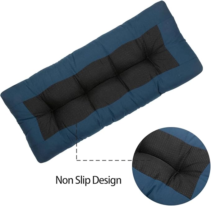 FUNHOME Outdoor Bench Cushion 48 x18 inch with Non-Slip Grips,Water Resistant Porch Swing Cushion,Bench Pillow Pads,Tufted Cushions for Patio Garden Furniture,48" Seat Cushions(Denim Blue)