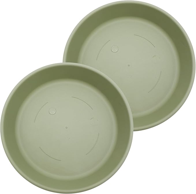 The HC Companies 14 Inch Classic Round Plant Saucer, Lightweight UV-Resistant Plastic Outdoor & Indoor Flower Pot Tray, 2-Pack Plant Pot Trays for Garden & Home Decor, Seafoam
