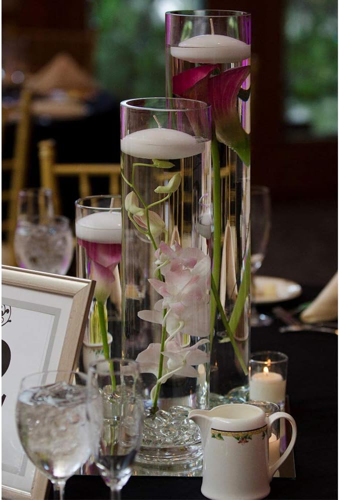 WGVI Quality Thick Weighted Tall Clear Cylinder Glass Vase, 3" W x 16" H, Flower Arrangement Candle Holder Floral Container Wedding Centerpieces Home Decor Bulk Wholesale, 6 Pieces