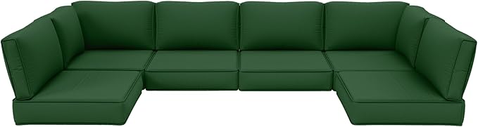Outdoor Furniture Replacement Cushions, 5" Foam Foam High-Density, Fits 6-seat Sectional Rattan Conversation Set, 14 Piece Patio Water-Resistant Replacement Sofa Cushions, Liner&Cover