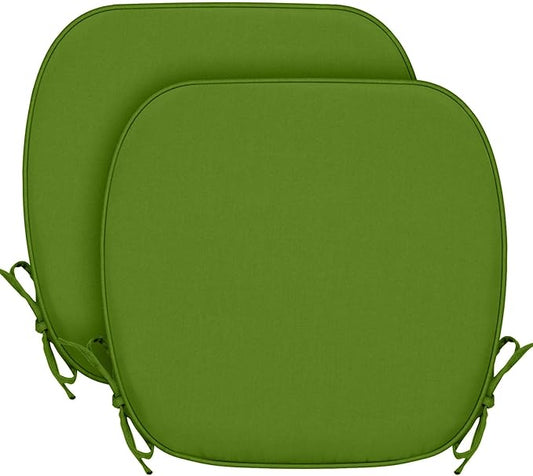 SleepMan Outdoor 17"x16" Chair Cushions with Ties Set of 2, Water Resistant All Weather U-Shape Seat Pads for Patio Garden Furniture Indoor Fade Resistant Patio Cushions (Grass Green)