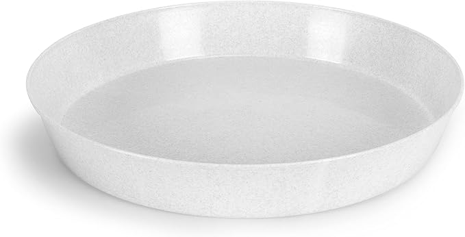 18 Inch (16.3 Inch Base) Case of 5 Plant Saucers - White Granite Colored Polypropylene – Heavy Duty Indoor/Outdoor – Collects Flower Pot Drainage and Excess Water– Made in USA