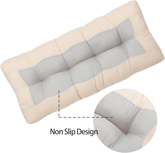 FUNHOME Outdoor Bench Cushion 48 x18 inch with Non-Slip Grips,Water Resistant Porch Swing Cushion,Bench Pillow Pads,Tufted Cushions for Patio Garden Furniture,48" Seat Cushions(Antique Beige)
