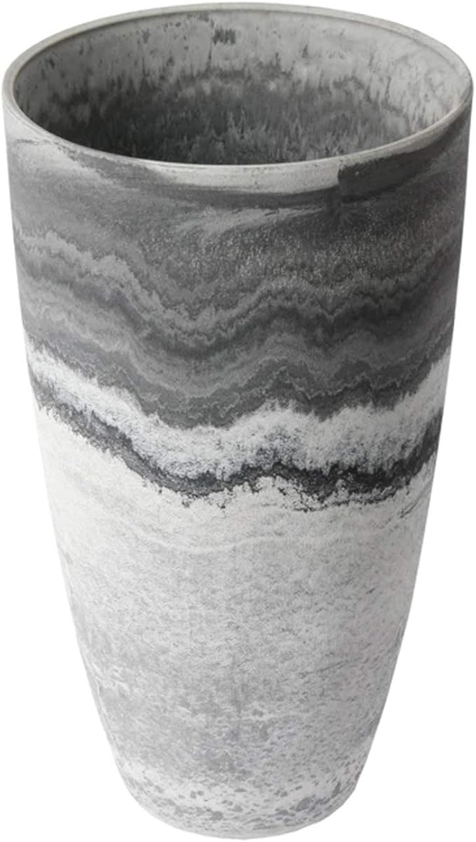 Algreen Products Acerra Composite Vase Planter with Drainage Hole, Decorative Texture, Removable Plug for Lawn and Garden, Marble