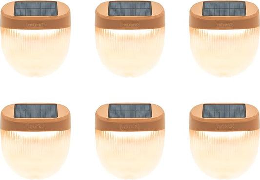 Vego garden Rippled Solar Garden Lights with Auto Sensors Magnetize Securely to Raised Beds, IPX4 Waterproof Outdoor LED Light for Patio & Yard Terra Cotta, 6 Pack