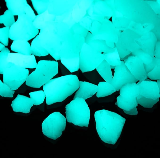 Shiny Stone Glow in The Dark Gravel Stones Rocks, Aquarium Gravel, Glow Rocks Stones,Decorative Rocks for Fish Tank Aquarium Garden Planter Landscape Decoration,280g/10oz (8-15mm, Blue Green)