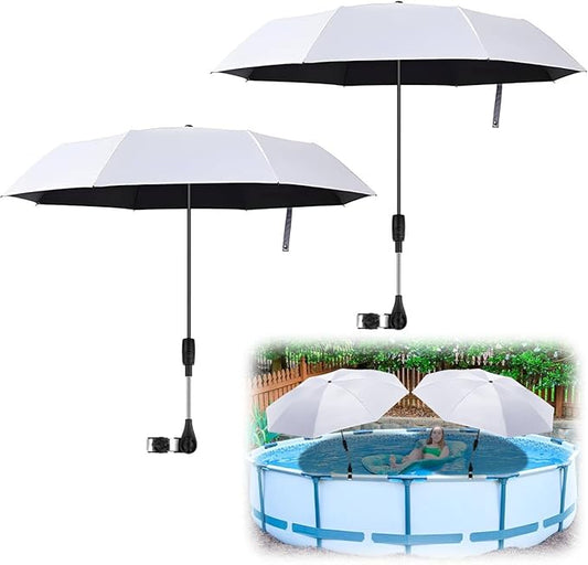 2 Pack Pool Shade Umbrella, 40" Adjustable Above Ground Pool Sunshade Canopy with Carry Bag,Patio Umbrella Use for Garden/PoolDeck/Backyard/Beach Chairs/Camp Trolley/Strollers/Golf Carts