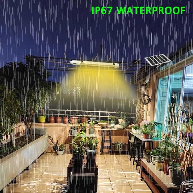 Bright Solar Powered Grow Light with Batteries Full Spectrum Growing LED Lamp for Outdoor Indoor Greenhouse All Stage Plants Waterproof Hanging Sunlike Growth Lights, Auto On Off, (Upgraded)