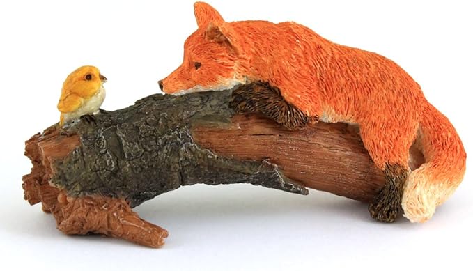 Top Collection Miniature Fairy Garden and Terrarium Playful Red Fox with Bird