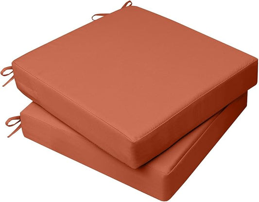 AAAAAcessories Outdoor Seat Cushions for Chairs, Waterproof, Fade-Resistant, 20" x 18" x 3", Patio Furniture Replacement Cushions, Set of 2, Rust