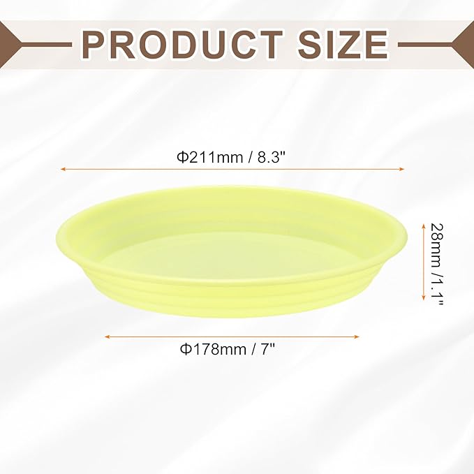 HARFINGTON Plastic Plant Saucer 7" Round Drip Trays Flower Pot Saucers Flower Base Bottom Drainage Tray for Indoors Outdoors Planters, Apricot Yellow