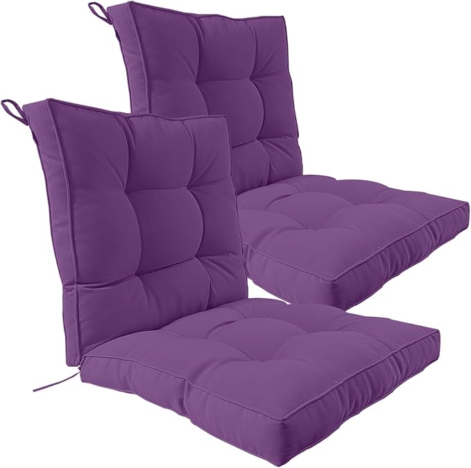 2 Piece Outdoor Patio Chair Cushions, Fade Resistant Outdoor Cushions for Patio Furniture, 6 inch Thickened Rocking Chair Cushions Set (Purple, 24x24x6 inch - 2 Pieces)