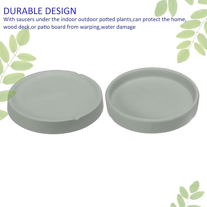3 Pack Planter Saucers - Ceramic Plant Tray Flower Pot Drip Trays Round Apply to Outdoor/Garden (4/5/6inch, Grey Blue)