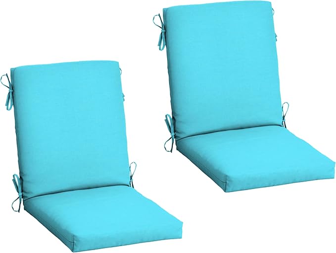Arden 2-Pack Outdoor Patio Dining Chair Cushion, 20x44, Rain-Proof Seat Pad, Fade-Resistant Outdoor Cushion Pool Blue Leala