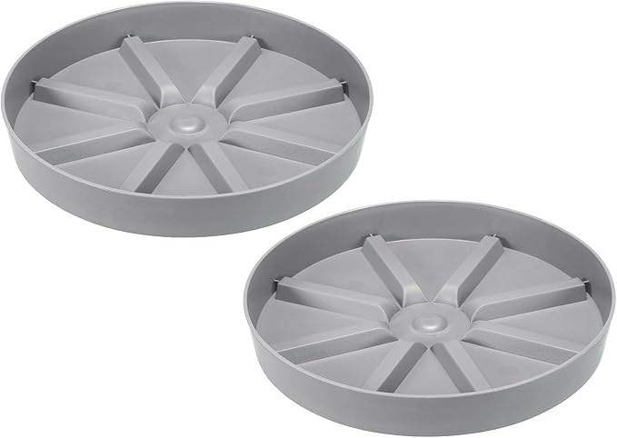 PATIKIL 9 Inch Plant Saucers Tray, 2Pcs Durable Plastic Round Flower Pot Drip Tray Thicker Anti-Rot Root for Indoors Outdoors Home Garden, Grey