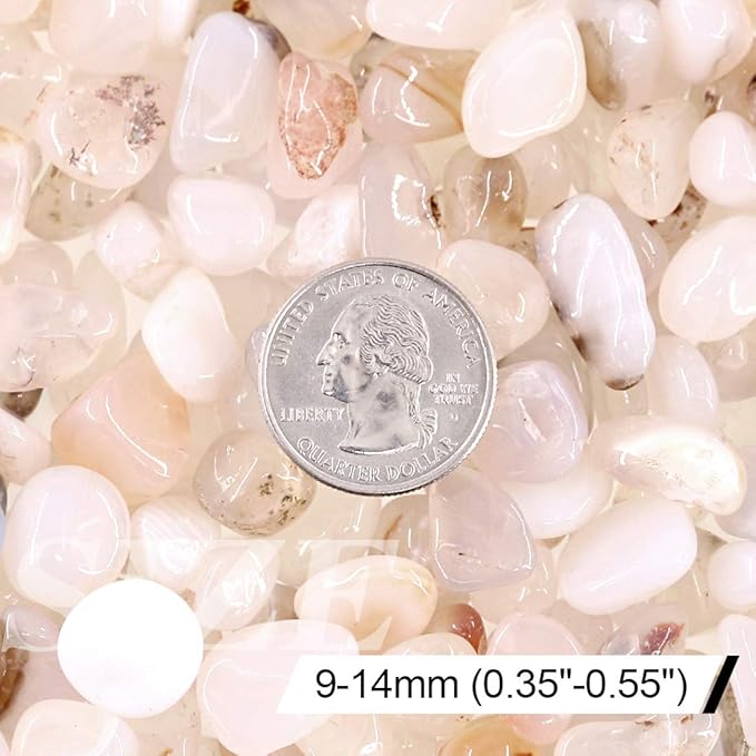 Hilitchi White Agate Stone Tumbled Stones for Plants Cacti & Succulents Bedding, Vase Filler, Landscape Bottom Decoration (About 1lb(455g)/Bag)
