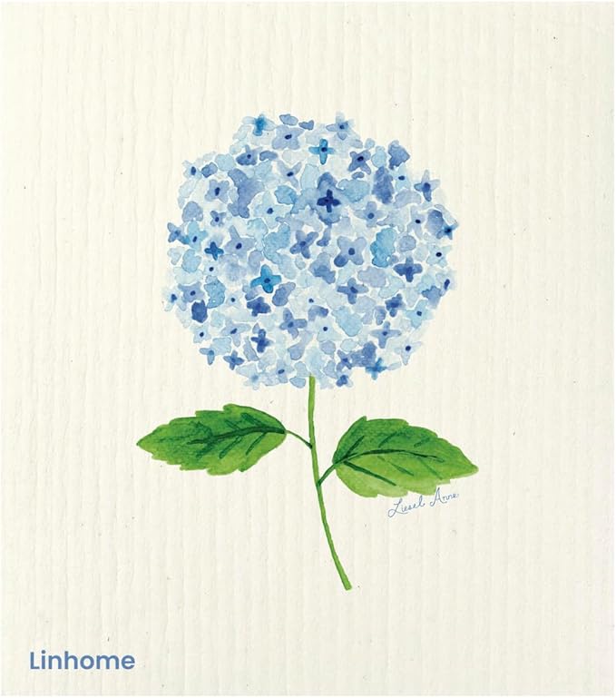 Garden Collection Hydrangea Swedish Dishcloth, Reusable Paper Towel, Super Absorbent Cellulose Sponge, Kitchen Cleaning Cloth, Washable & Compostable (Hydrangea Harmony - 1 Pack)