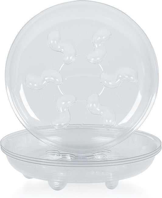 Idyllize 5 Pieces of 12 inch, Clear Thick Plastic Heavy Duty Sturdy Plant Saucer Drip Trays for pots (12")