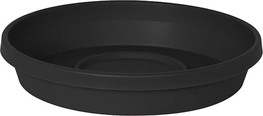 Bloem Terra Resin Saucer Tray: 8" Bottom Width - Black - Matte, Durable, Ribbed Bottom, Indoor and Outdoor, Fits 10" Terra Pots
