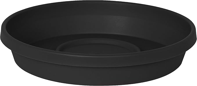 Bloem Terra Resin Saucer Tray: 9.25" Bottom Width - Black - Matte, Durable, Ribbed Bottom, Indoor and Outdoor, Fits 12" Terra Pots