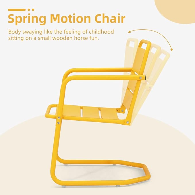 MELLCOM Patio Chairs Set of 2, Small Patio Furniture Set - 2 C-Spring Metal Chairs, Outdoor Bistro Set for Balcony, Front Porch, Poolside, Garden, Deck, Yellow