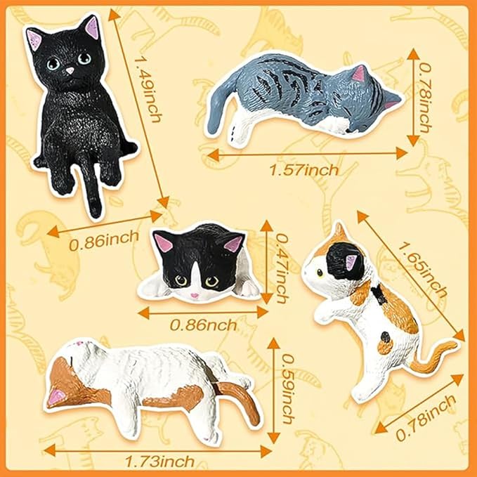 Miniature Cute Cat Figurines,Mini Cat Fairy Garden Bonsai Decorations,Funny Micro Landscape Ornaments for Outdoor Garden Lawn Pot Car Dash Decor,5 Pieces