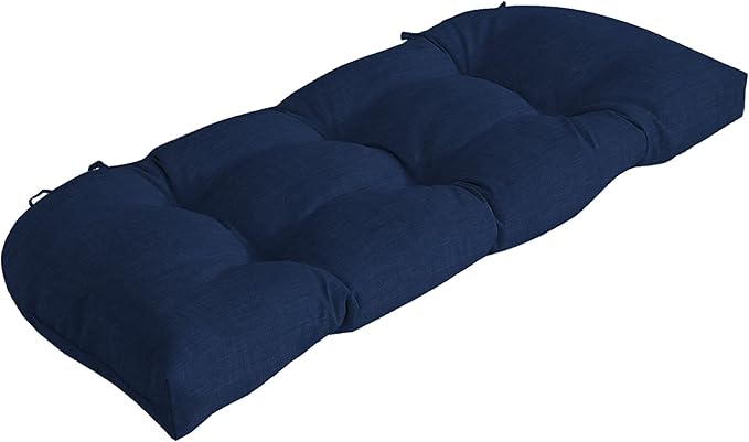 Arden Outdoor Wicker Settee Cushion, 41.5 x 18, Rain-Proof, Fade Resistant Sapphire Blue Leala