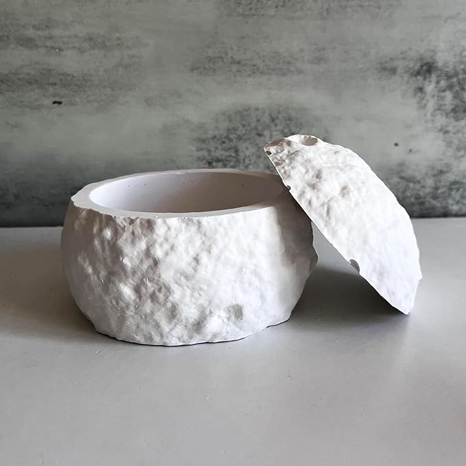 Storage Box Silicone Molds, Moon Shape Candle Holder Jewelry Container Resin Concrete Mold, Unique Round Epoxy Resin Casting Molds for Trinket Holder Succulent Pot Art Craft Decor