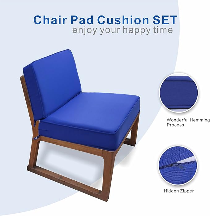 JMGBird Outdoor Chair Cushions Set, Water Resistant Seat Cushions 22 x 22 Inch with Ties, Outdoor Cushions for Patio Furniture