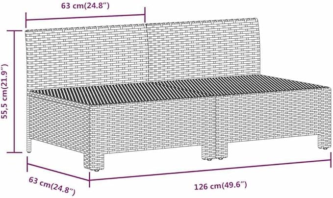 2-Seater Garden Sofa Grey Poly Rattan, Powder-Coated Steel, Polyester Garden Furniture Set Patio Furniture Set for Backyard Backyard