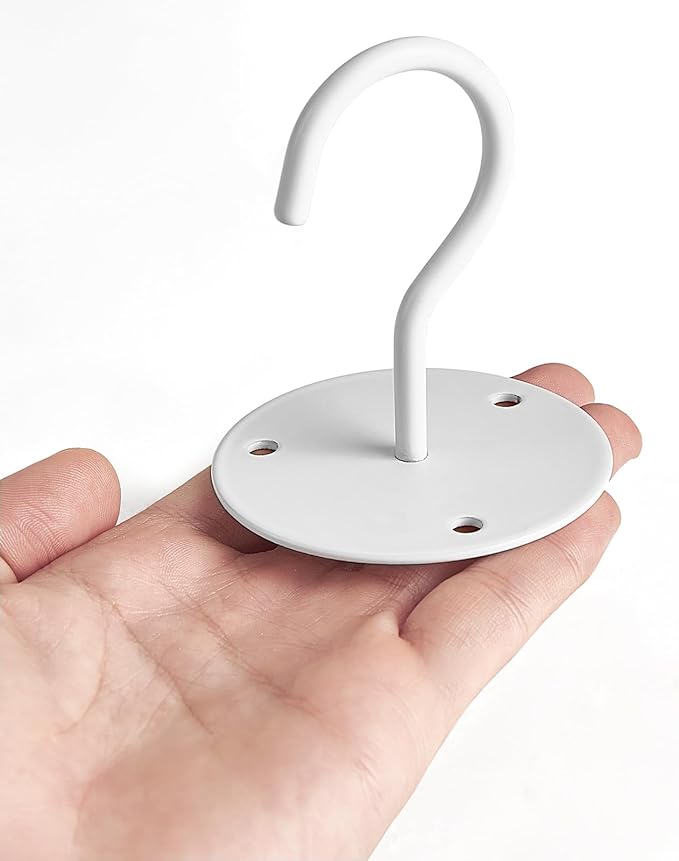Mkono Ceiling Hooks for Hanging Plants, Metal Plant Hanger Bracket Wall Mount Hooks for Hanging Bird Feeders, Lanterns, Wind Chimes, Planters, Indoor&Outdoor Decoration Hooks (4-Pack) (White)