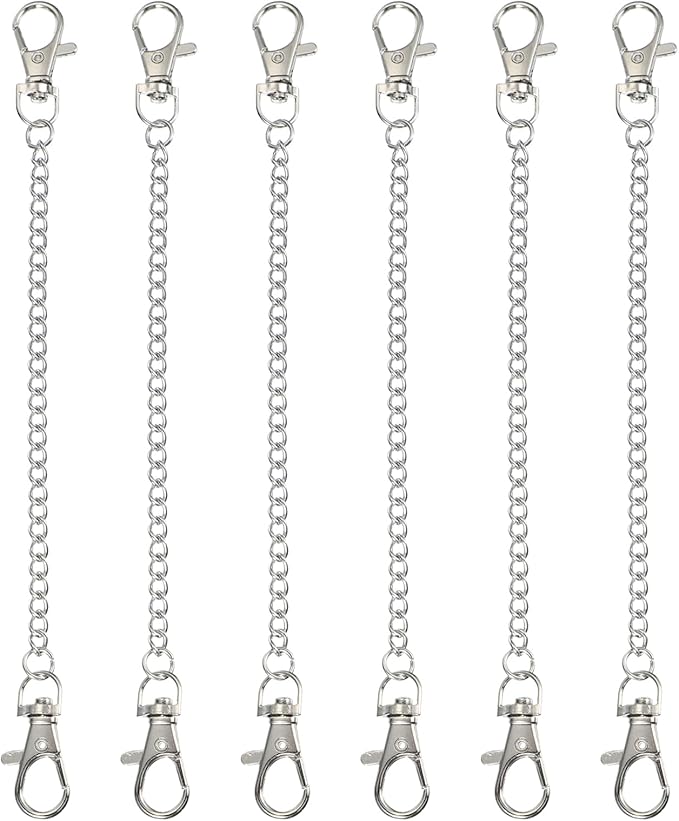 PATIKIL Hanging Chains with Lobster Clasp, 6 Pcs Plant Hangers for Bird Feeders Planters Lanterns Wind Chime Chalkboards and Ornaments, Silver