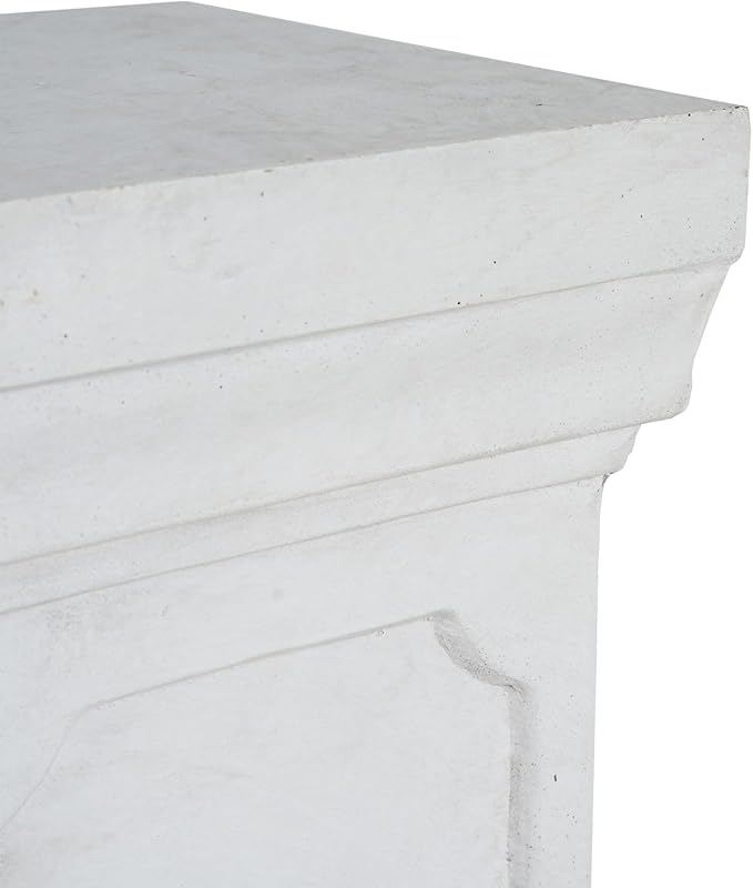 19.25'' H Classic Square Flower Stand Pedestal, Antique White MGO Plant Stand for Indoor Outdoor Garden, No Assembly Side Table Display Stand for Potted Plants