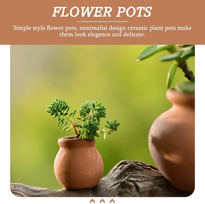 HANABASS 6pcs Mini Terracotta Pots Miniature Flower Pots Compact Containers for Crafts DIY Garden Plants Office Decor Mini House Accessories 1.5X1.5 Inch