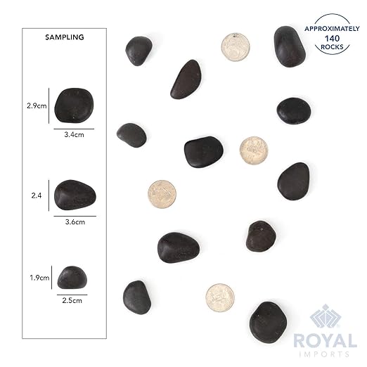 River Rocks Decorative Ornamental Vase Filler Aquarium Gravel Black, Large 2 lbs - Landscaping Pebbles for Indoor Plants, Fish Tank Gravel, Terrarium & Home Decor, DIY & Crafting – Royal Imports